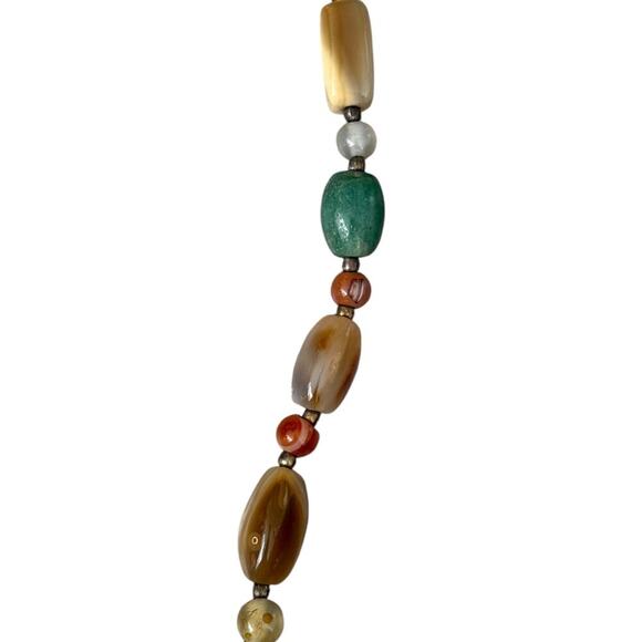 Vintage Bead Necklace with Gold Balls Quartz, Amazonite, Agate, Amethyst 28 in - Picture 5 of 7